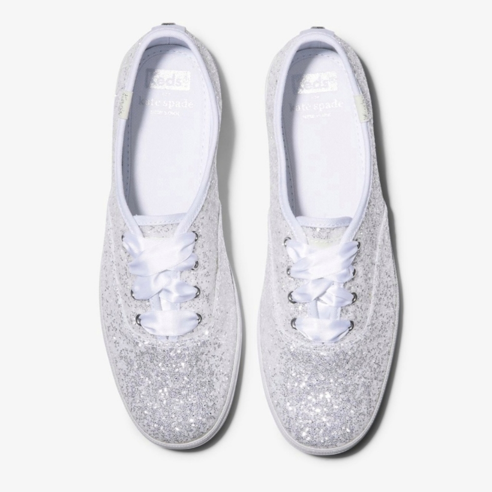 Kate Spade × Keds Champion White Glitter Sneakers